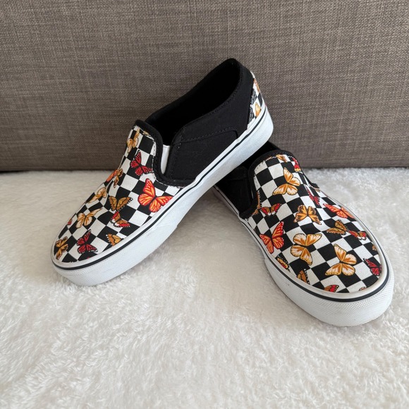Vans Shoes - Vans Slip On Checkerboard Butterfly Print Sneakers Womens 6 Casual Shoes